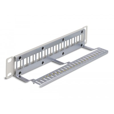 Delock 10″ Keystone Patch Panel 12 port with strain relief 1U grey 2