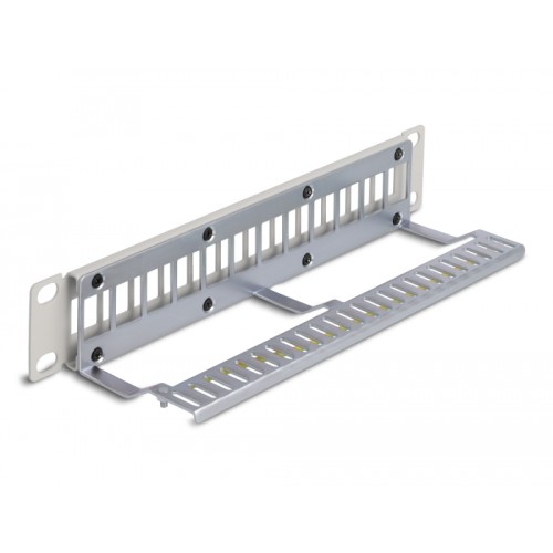 Delock 10″ Keystone Patch Panel 12 port with strain relief 1U grey