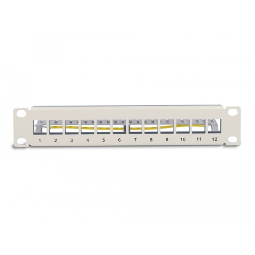 Delock 10″ Keystone Patch Panel 12 port with strain relief 1U grey