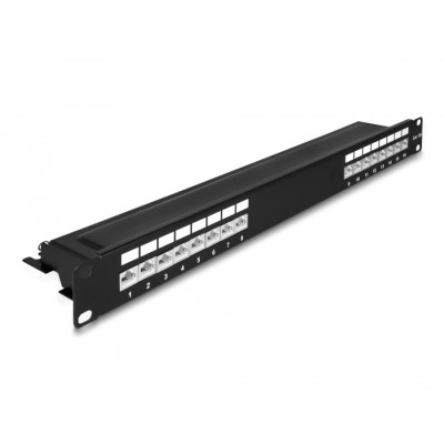 Delock 19″ Patch Panel 16 port Cat.6A 1U black