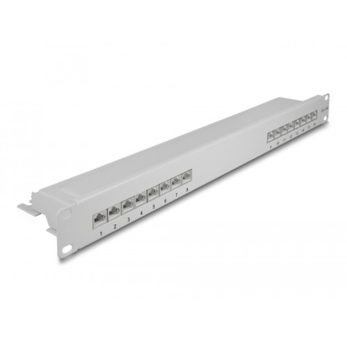 Delock 19″ Patch Panel 16 port Cat.6A 1U grey