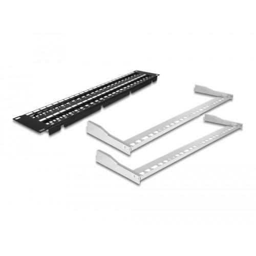 Delock 19″ Keystone Patch Panel 48 port with strain reliefs 2U black