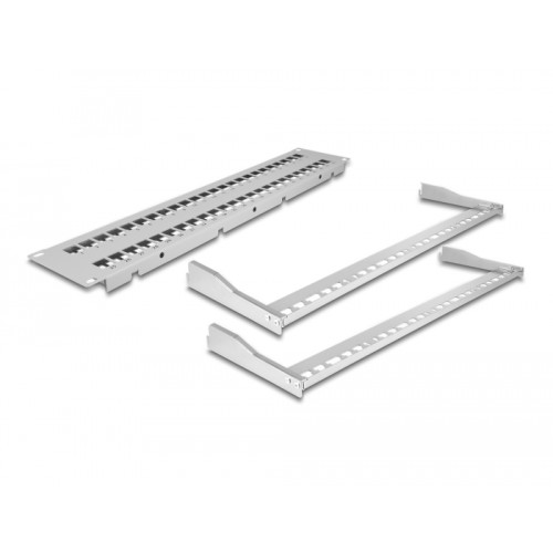 Delock 19″ Keystone Patch Panel 48 port with strain reliefs 2U grey