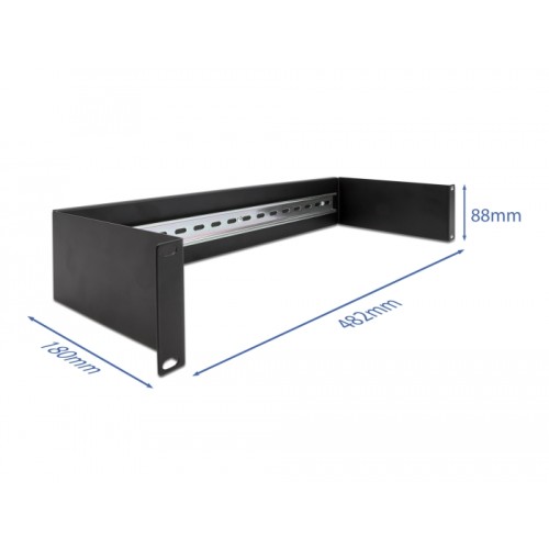 Delock 19″ DIN rail Panel 2U black