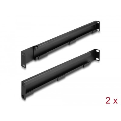 Delock 19″ Mounting bracket adjustable length 368 - 600 mm for network cabinet 1U 2 pieces