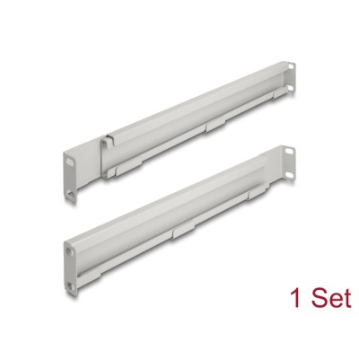 Delock 19″ Mounting bracket adjustable length 368 - 600 mm for network cabinet 1U grey 2 pieces
