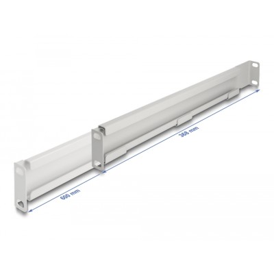 Delock 19″ Mounting bracket adjustable length 368 - 600 mm for network cabinet 1U grey 1 pair 2