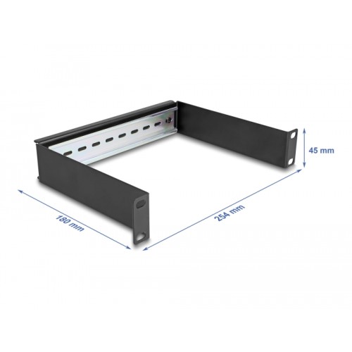 Delock 10″ DIN rail Panel 1U black