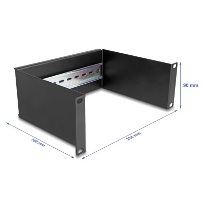 Delock 10″ DIN rail Panel 2U black
