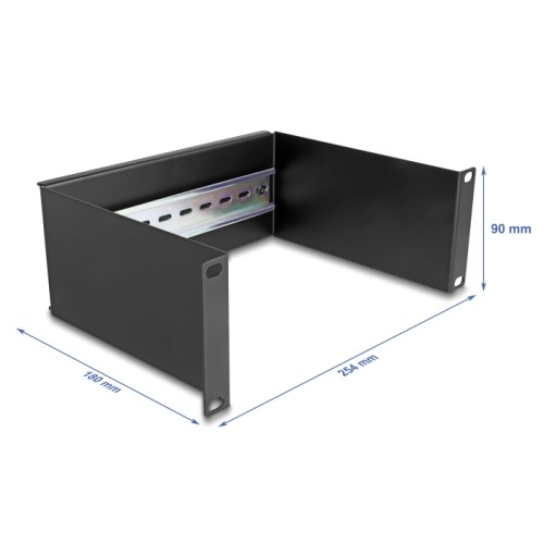 Delock 10″ DIN rail Panel 2U black