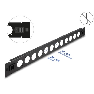 Delock 19″ D-Type Patch Panel 12 port tool free black