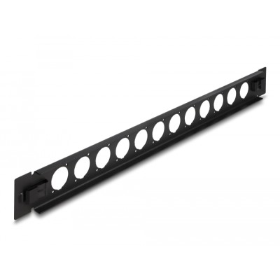 Delock 19″ D-Type Patch Panel 12 port tool free black 2