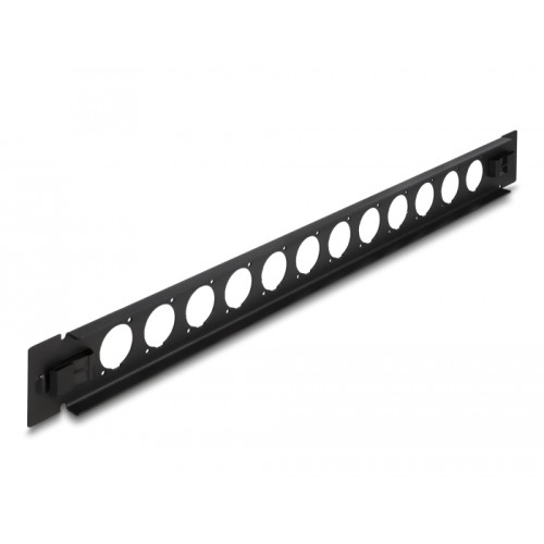 Delock 19″ D-Type Patch Panel 12 port tool free black