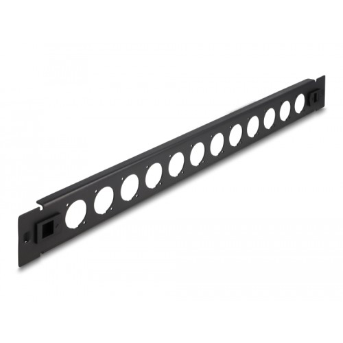Delock 19″ D-Type Patch Panel 12 port tool free black