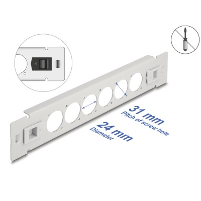 Delock 10″ D-Type Patch Panel 6 port tool free grey