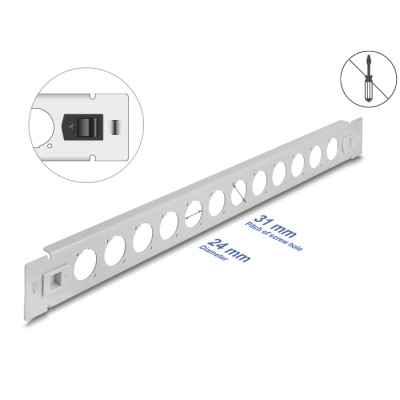 Delock 19″ D-Type Patch Panel 12 port tool free grey