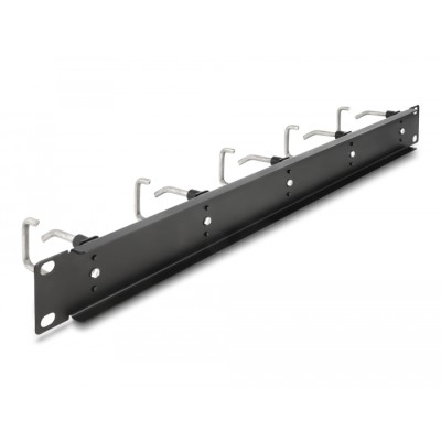 Delock 19″ Cable Management Routing Panel with 5 metal hooks 1U black 2