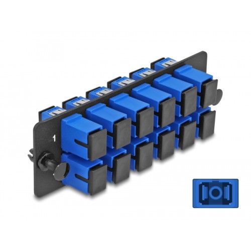 Delock Fiber Optic Adapter Panel SC Simplex UPC 12 Port blue