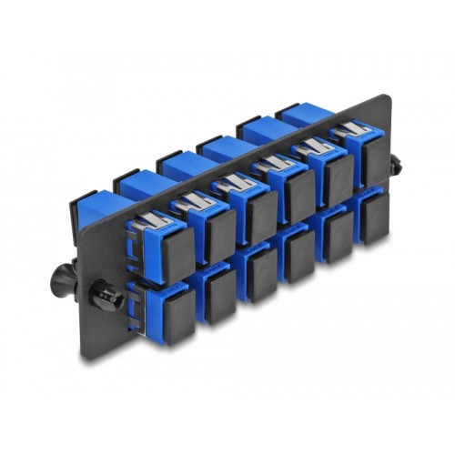 Delock Fiber Optic Adapter Panel SC Simplex UPC 12 Port blue