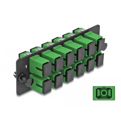 Delock Fiber Optic Adapter Panel SC Simplex APC 12 Port green