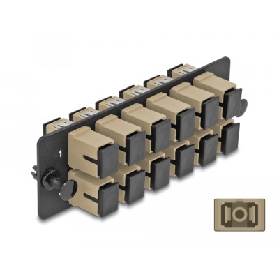 Delock Fiber Optic Adapter Panel SC Simplex OM1 / OM2 12 Port beige