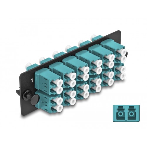 Delock Fiber Optic Adapter Panel LC Duplex OM4 12 Port aqua