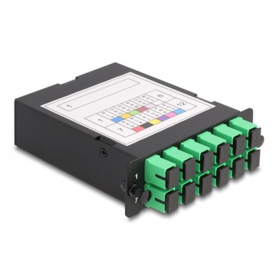 Delock Fiber Optic HD (High Density) Cassette MPO male to 12 x SC Simplex female, 12 fibers, Single-mode, Polarity A, 9/125 µm