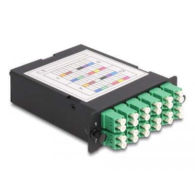 Delock Fiber Optic HD (High Density) Cassette MPO male to 12 x LC Duplex female, 24 fibers, Single-mode, Polarity A, 9/125 µm