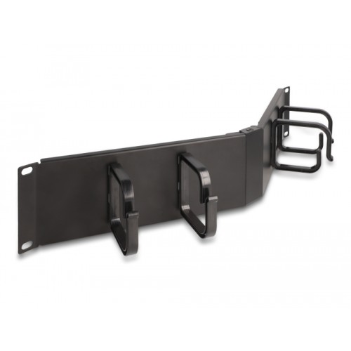 Delock 19″ Cable Management Routing Panel with 4 hooks 2U angled black