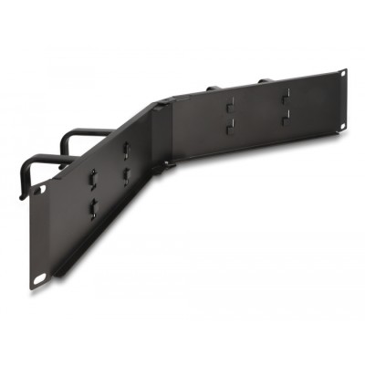 Delock 19″ Cable Management Routing Panel with 4 hooks 2U angled black 2