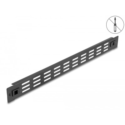 Delock 19″ Network Cabinet Panel with ventilation slots tool free 1U black