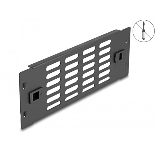 Delock 10″ Network Cabinet Panel with ventilation slots tool free 2U black