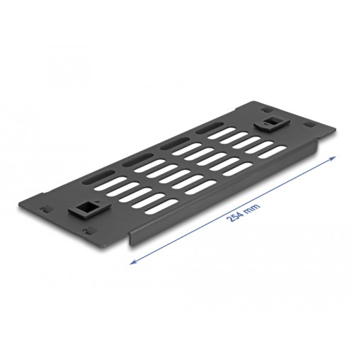 Delock 10″ Network Cabinet Panel with ventilation slots tool free 2U black