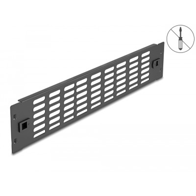 Delock 19″ Network Cabinet Panel with ventilation slots tool free 2U black