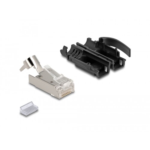 Delock RJ45 Modular plug with strain relief Cat.6A and robust bend protection boots 25 pcs set