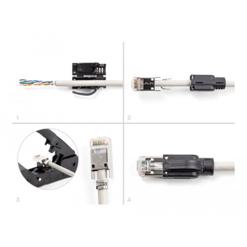 Delock RJ45 Modular plug with strain relief Cat.6A and robust bend protection boots 25 pcs set