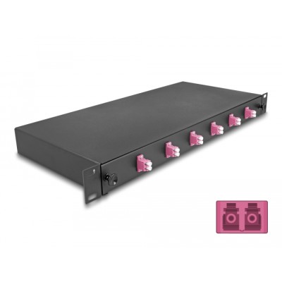 Delock 19″ Optical Fiber Splice Box 6 x LC Duplex OM4 1U complete assembled