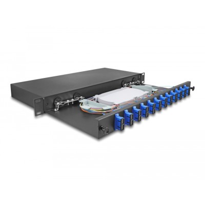 Delock 19″ Optical Fiber Splice Box 12 x SC Duplex OS2 1U complete assembled 2