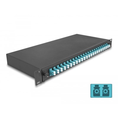 Delock 19″ Optical Fiber Splice Box 24 x LC Duplex OM3 1U complete assembled