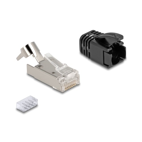 Delock RJ45 Modular Plug with strain relief Cat.8.1 and bend protection boots 25 pcs set