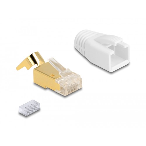 Delock RJ45 Modular Plug with strain relief and bend protection boots for Cat.7 round cables 25 pcs set