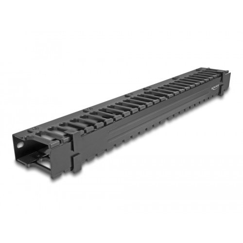 Delock 19″ Cable Management Routing Panel with 3 openings 1U black
