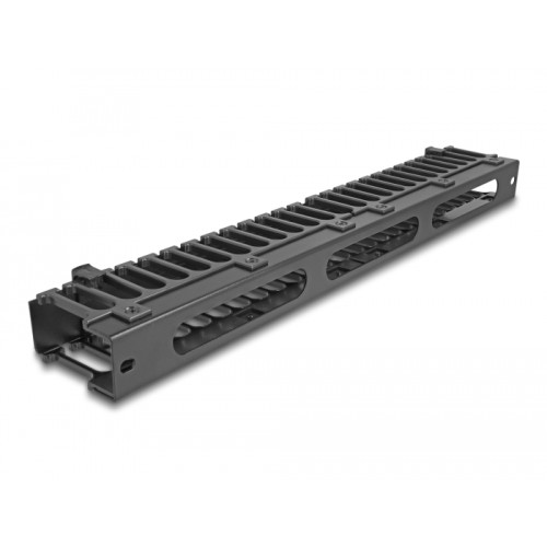 Delock 19″ Cable Management Routing Panel with 3 openings 1U black