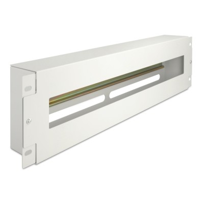 Delock 19″ Circuit-breaker strip with cover and DIN rail 3U metal grey