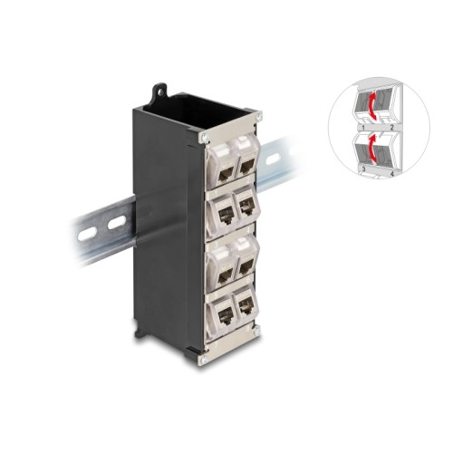 Delock Keystone Holder 8 port tiltable for DIN rail or wall mounting