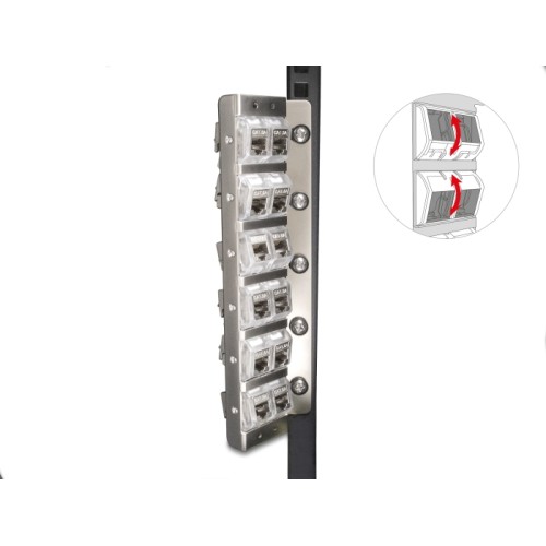 Delock Keystone Holder 12 port tiltable for 10″ and 19″ rack and wall mounting