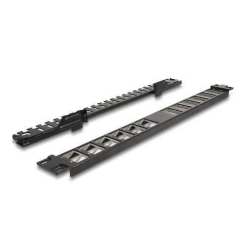 Delock 19″ Keystone Patch Panel 24 port angled with strain relief black