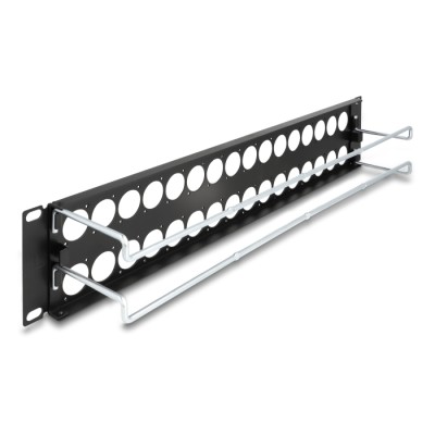 Delock 19″ D-Type Patch Panel with strain reliefs 32 port 2U black 2