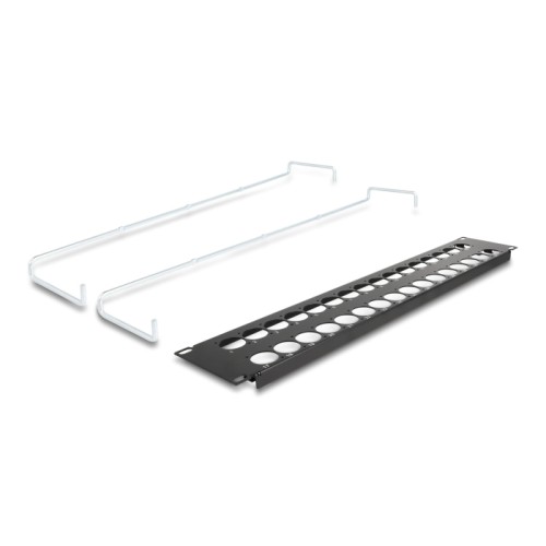 Delock 19″ D-Type Patch Panel with strain reliefs 32 port 2U black