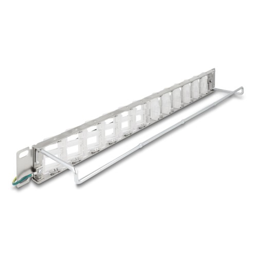 Delock 19″ Keystone Patch Panel with 24 tiltable ports and strain relief